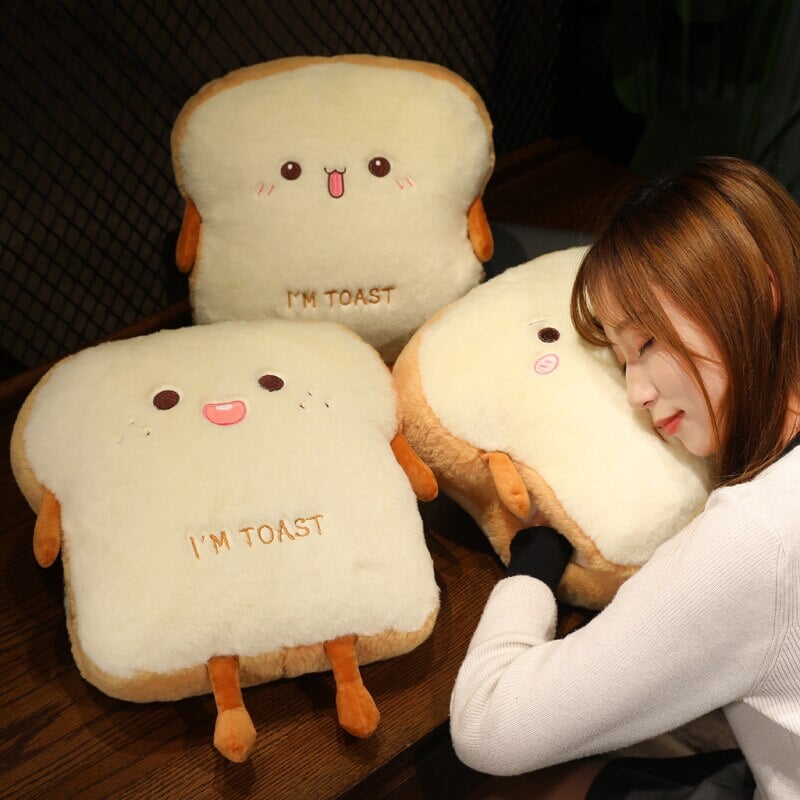 Fluffy Toastie Bread Hand Warmer Plushies