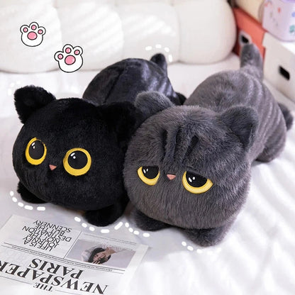 Long Giant Black Gray Fluffy Cat Plushies