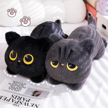 Long Giant Black Gray Fluffy Cat Plushies