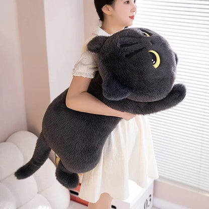 Long Giant Black Gray Fluffy Cat Plushies
