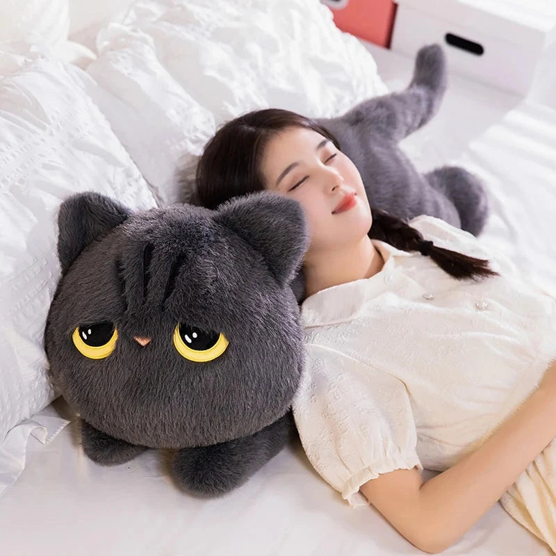 Long Giant Black Gray Fluffy Cat Plushies