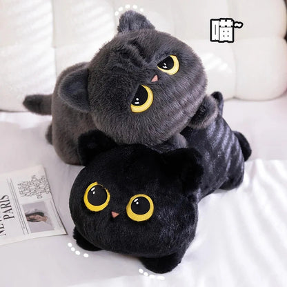 Long Giant Black Gray Fluffy Cat Plushies
