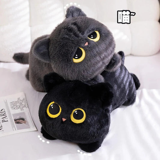 Long Giant Black Gray Fluffy Cat Plushies