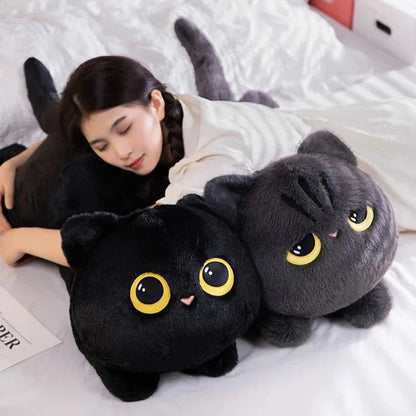 Long Giant Black Gray Fluffy Cat Plushies
