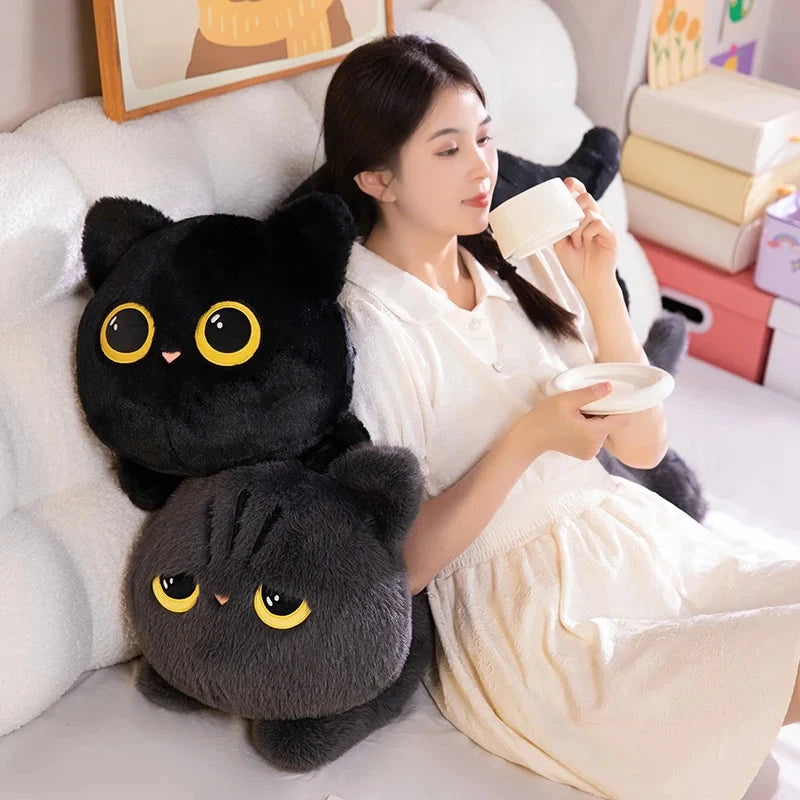 Long Giant Black Gray Fluffy Cat Plushies
