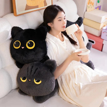 Long Giant Black Gray Fluffy Cat Plushies