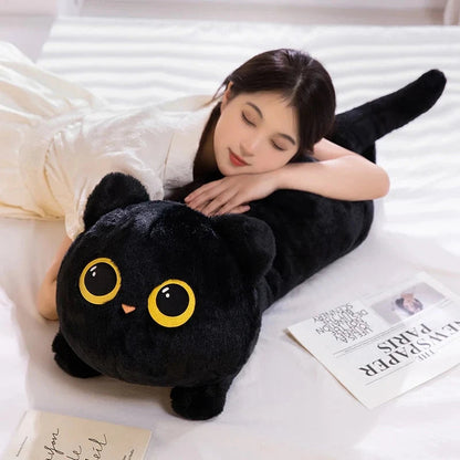 Long Giant Black Gray Fluffy Cat Plushies