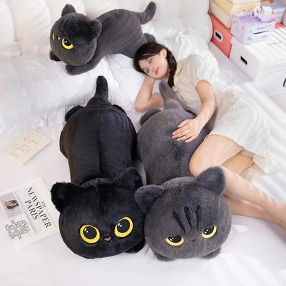 Long Giant Black Gray Fluffy Cat Plushies