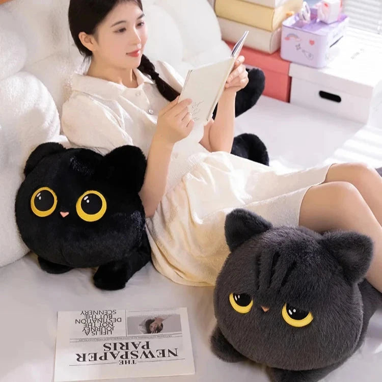 Long Giant Black Gray Fluffy Cat Plushies